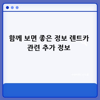 함께 보면 좋은 정보 렌트카 관련 추가 정보