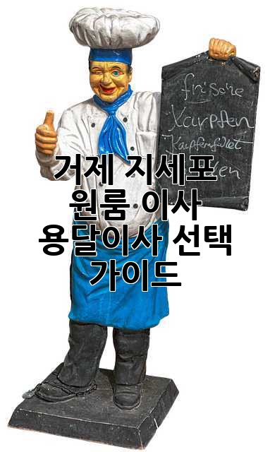 거제 지세포 원룸 이사, 용달이사 선택 가이드